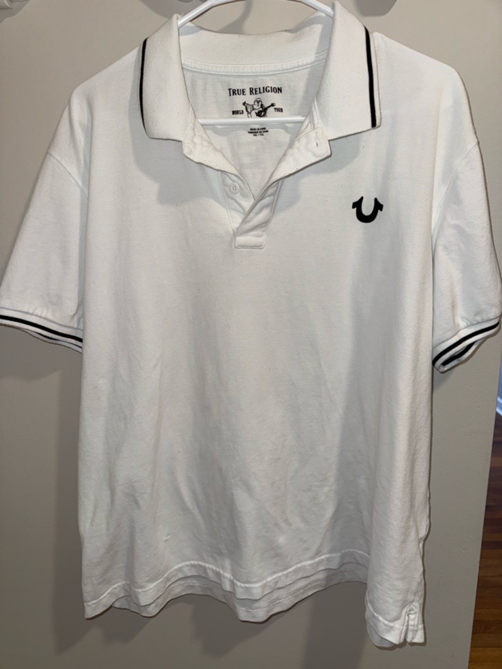 True Religion White Polo with Black Trim